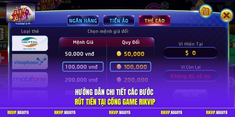Hướng dẫn chi tiết các bước rút tiền tại cổng game Rikvip