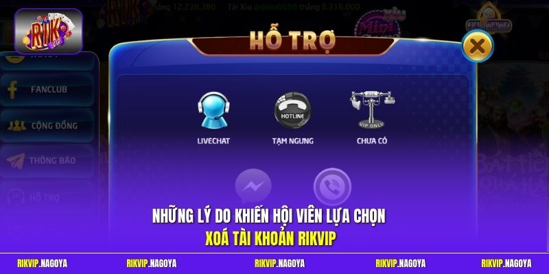 Những lý do khiến hội viên lựa chọn xoá tài khoản Rikvip